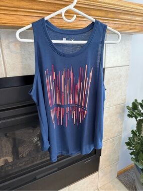 Xersion Navy Tank Top with Pink and Coral Graphic